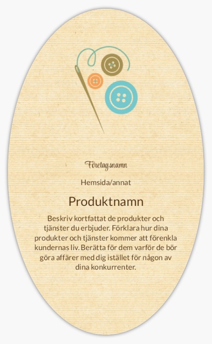 Förhandsgranskning av design för Designgalleri: Hantverk Produktetiketter på ark, Ellips 12,7 x 7,6 cm