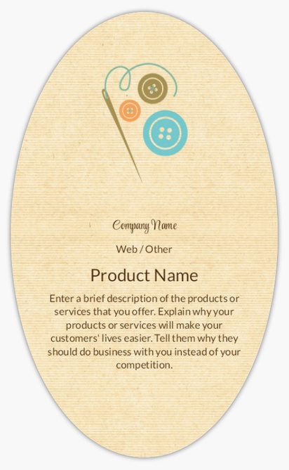 Design Preview for Design Gallery: Crafts Product Labels on Sheets, Oval 12.7 x 7.6 cm