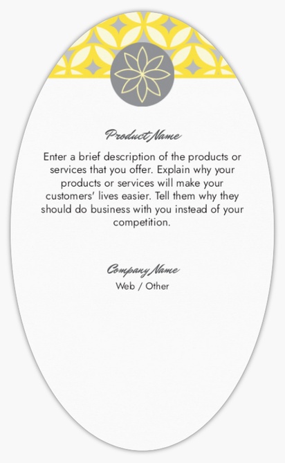 Design Preview for Design Gallery: Jewellery Product Labels on Sheets, Oval 12.7 x 7.6 cm