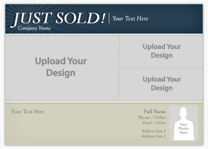 A real estate real estate agent cream blue design for Just Listed with 4 uploads