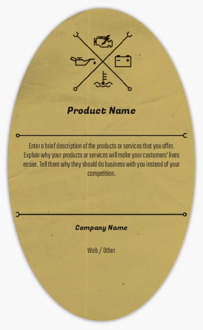 Design Preview for Design Gallery: Mechanics & Auto Body Product Labels on Sheets, Oval 12.7 x 7.6 cm