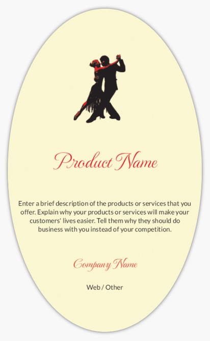 Design Preview for Design Gallery: Dance & Choreography Product Labels on Sheets, Oval 12.7 x 7.6 cm