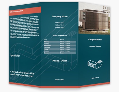 Design Preview for Design Gallery: Heating, Ventilation & Air Conditioning - HVAC Custom Brochures, 8.5" x 11" Tri-fold