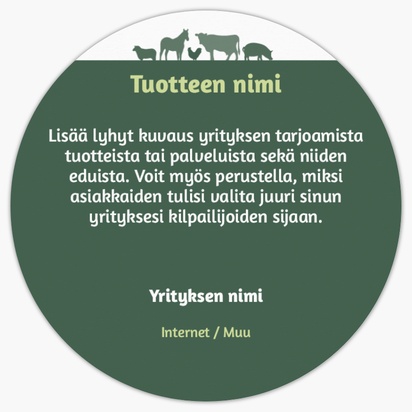 Mallin esikatselu Mallivalikoima: Maatalous & Maanviljely Tuote-etiketit arkkeina, Pyöreä 7,6 x 7,6 cm