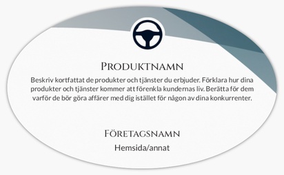 Förhandsgranskning av design för Designgalleri: Bilförsäljare Produktetiketter på ark, Ellips 12,7 x 7,6 cm