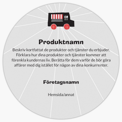 Förhandsgranskning av design för Designgalleri: Mat på hjul Produktetiketter på ark, Rund 7,6 x 7,6 cm