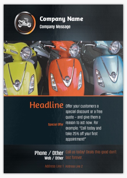 Design Preview for Design Gallery: Motorcycles Flyers & Leaflets,  No Fold/Flyer A6 (105 x 148 mm)