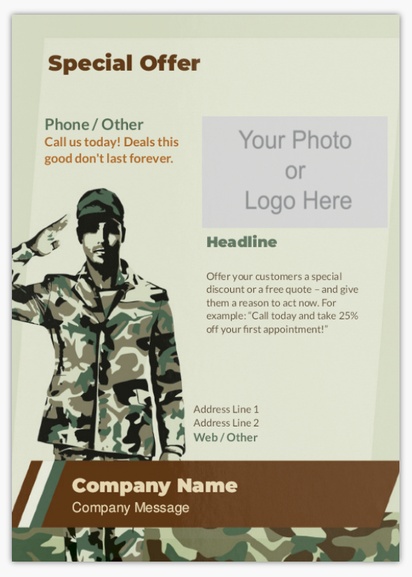 Design Preview for Design Gallery: Patriotic & Military Flyers & Leaflets,  No Fold/Flyer A6 (105 x 148 mm)