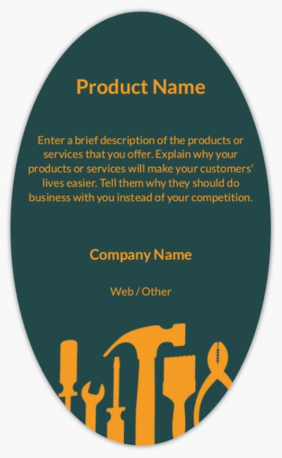 Design Preview for Design Gallery: Carpentry & Woodworking Product Labels on Sheets, Oval 12.7 x 7.6 cm