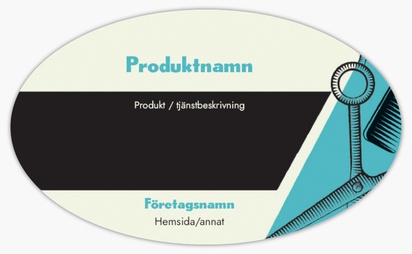 Förhandsgranskning av design för Designgalleri: Frisörsalong Produktetiketter på ark, Ellips 12,7 x 7,6 cm