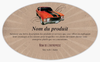 Aperçu du graphisme pour Galerie de modèles : feuilles d’étiquettes de produits pour automobile et transports, Ovale 12,7 x 7,6 cm