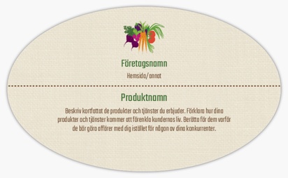 Förhandsgranskning av design för Designgalleri: Ekologisk mat Produktetiketter på ark, Ellips 12,7 x 7,6 cm