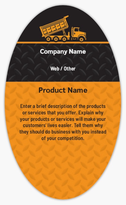 Design Preview for Design Gallery: Trucking Product Labels on Sheets, Oval 12.7 x 7.6 cm