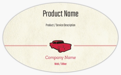 Design Preview for Design Gallery: Auto Rental Product Labels on Sheets, Oval 12.7 x 7.6 cm