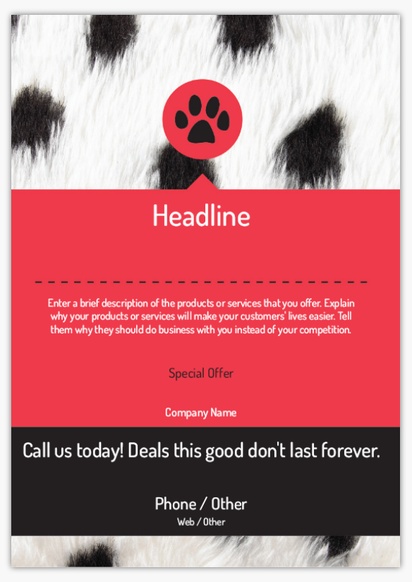 Design Preview for Templates for Animals & Pet Care Flyers and Pamphlets ,  No fold A5