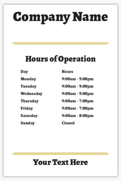 A hours hours of operation orange gray design