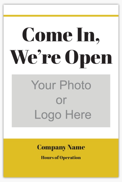 A come in we're open now open yellow black design with 1 uploads