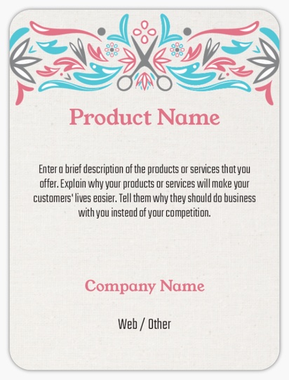 Design Preview for Design Gallery: Folk Product Labels, 10.2 x 7.6 cm Rounded Rectangle