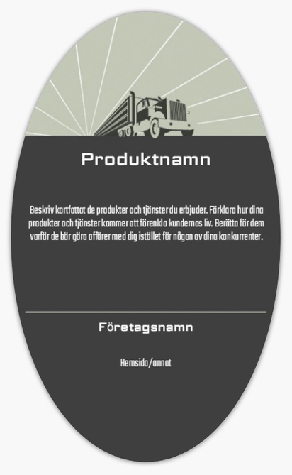 Förhandsgranskning av design för Designgalleri: Godstransport Produktetiketter på ark, Ellips 12,7 x 7,6 cm