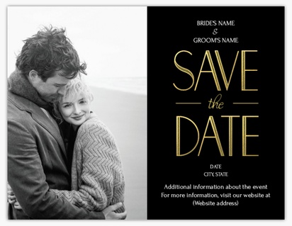 A gold save the date magnet black gray design for Save the Date with 1 uploads