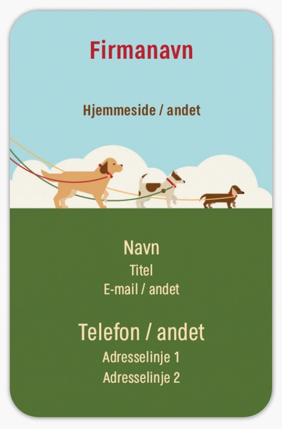 Forhåndsvisning af design for Designgalleri: Kæle- og husdyr Visitkort m/afrundede hjørner, Afrundede Standard (85 x 55 mm)