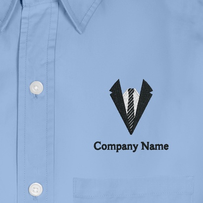 Design Preview for Design Gallery: General Party Men's Embroidered Dress Shirts, Men's Blue
