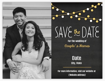 A metallic string lights gray design for Save the Date with 1 uploads