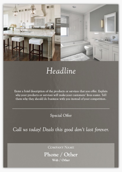 Design Preview for Design Gallery: Kitchen & Bathroom Remodelling Flyers & Leaflets,  No Fold/Flyer A5 (148 x 210 mm)