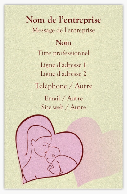 Aperçu du graphisme pour Galerie de modèles : cartes de visite effet nacré pour grossesse et accouchement