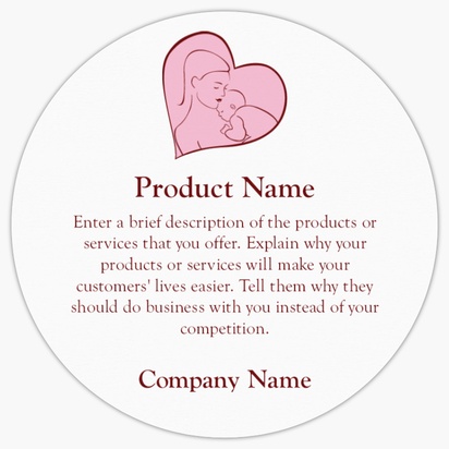 Design Preview for Design Gallery: Pregnancy & Childbirth Product Labels on Sheets, Circle 7.6 x 7.6 cm