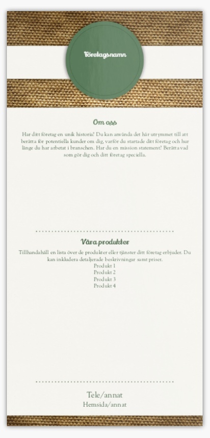 Förhandsgranskning av design för Designgalleri: Lantbruk Flyers och broschyrer,  Ingen falsning DL (99 x 210 mm)