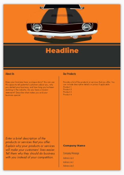 Design Preview for Templates for Automotive & Transportation Flyers and Pamphlets ,  No fold A4