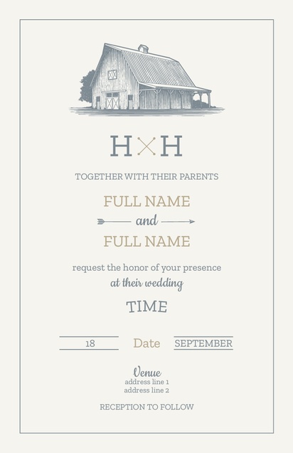 Design Preview for Templates for Rustic Wedding Invitations , Flat 13.9 x 21.6 cm