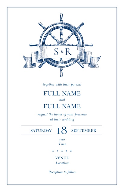 Design Preview for Templates for Nautical Wedding Invitations , Flat 13.9 x 21.6 cm