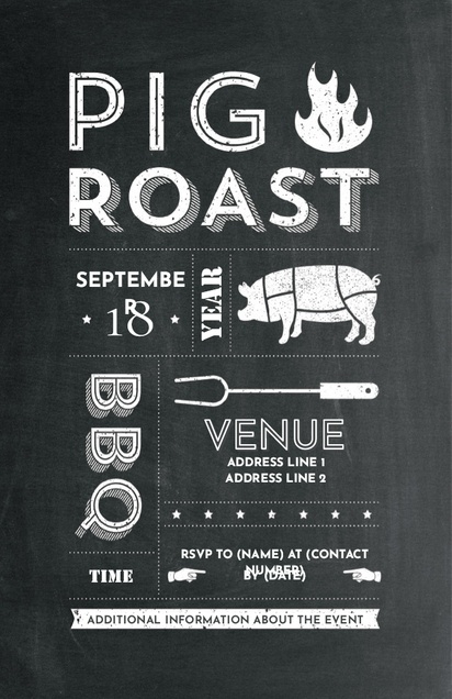 A pig roast barbeque black gray design for Events