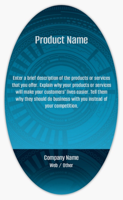 Design Preview for Design Gallery: Information & Technology Product & Packaging Labels, Oval  12.7 x  7.6 cm 