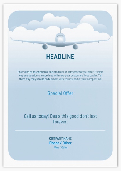 Design Preview for Design Gallery: Airlines Flyers & Leaflets,  No Fold/Flyer A5 (148 x 210 mm)