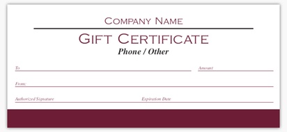 Design Preview for Design Gallery: Business Services Custom Gift Certificates