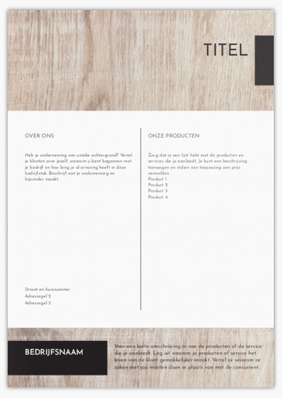 Voorvertoning ontwerp voor Ontwerpgalerij: Timmerwerk en houtbewerking Flyers en folders,  Geen vouwlijn A4 (210 x 297 mm)