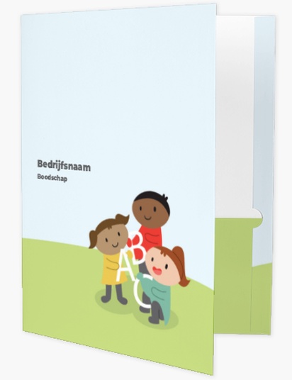 Voorvertoning ontwerp voor Ontwerpgalerij: Onderwijs en kinderopvang Presentatiemappen, A4