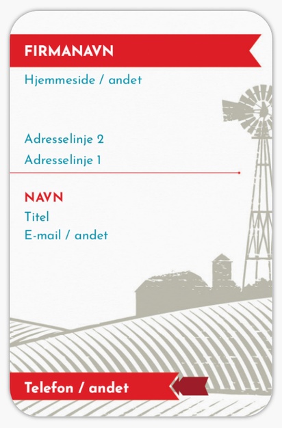Forhåndsvisning af design for Designgalleri: Landbrug  Visitkort m/afrundede hjørner, Afrundede Standard (85 x 55 mm)