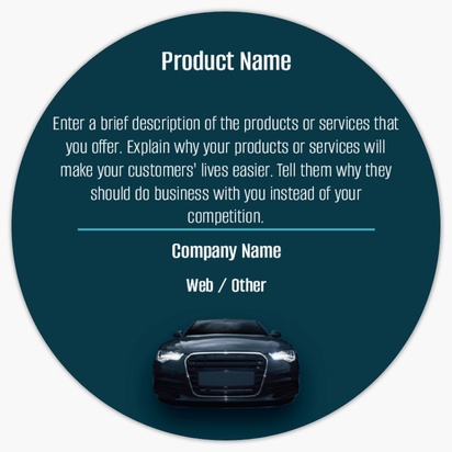 Design Preview for Design Gallery: Auto Rental Product Labels on Sheets, Circle 7.6 x 7.6 cm