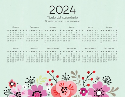 Un calendario flores diseño blanco rosa para Eventos