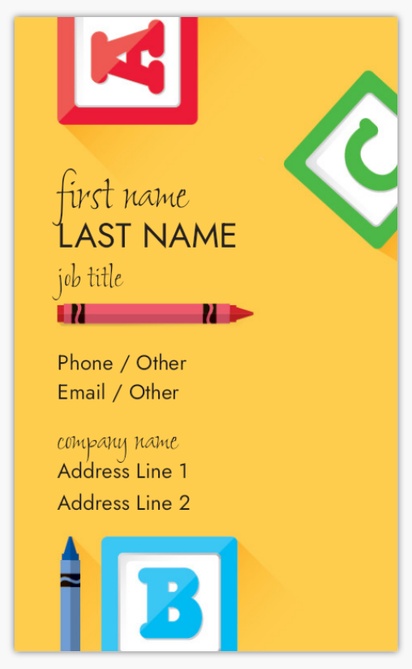 Design Preview for Design Gallery: Child Care Standard Business Cards, Standard (91 x 55 mm)