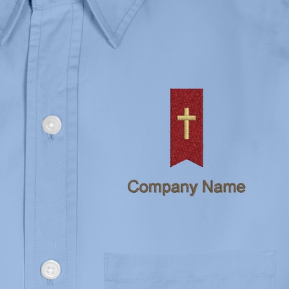 Design Preview for Design Gallery: Religious & Spiritual Men's Embroidered Dress Shirts, Men's Blue