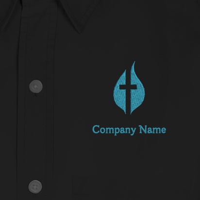 Design Preview for Design Gallery: Religious & Spiritual Men's Embroidered Dress Shirts, Men's Black
