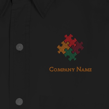 Design Preview for Design Gallery: Business Services Men's Embroidered Dress Shirts, Men's Black