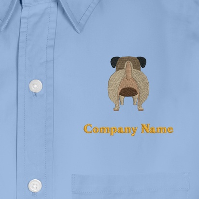 Design Preview for Design Gallery: Animals & Pet Care Men's Embroidered Dress Shirts, Men's Blue