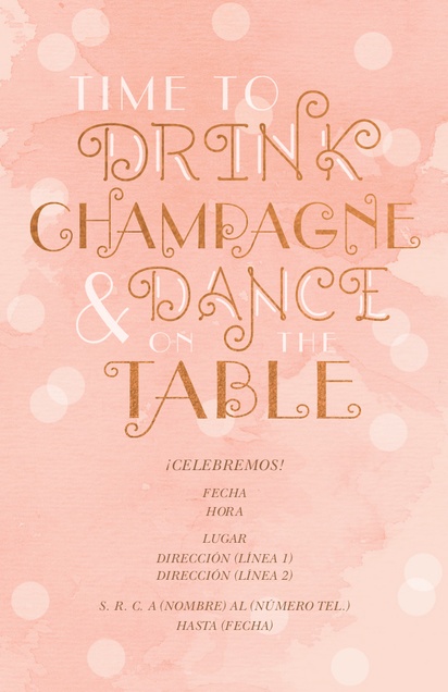 Un hora de beber champán y bailar sobre la mesa champán diseño rosa crema para Tema