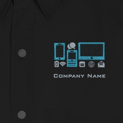 Design Preview for Design Gallery: Information & Technology Men's Embroidered Dress Shirts, Men's Black